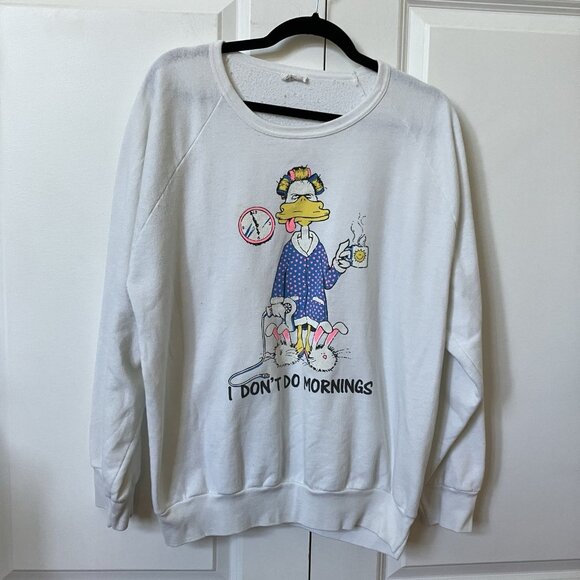 Vintage Miracle Ventures Sweatshirt Womens XL Novelty Funny Dont Do Mornings - Picture 1 of 11